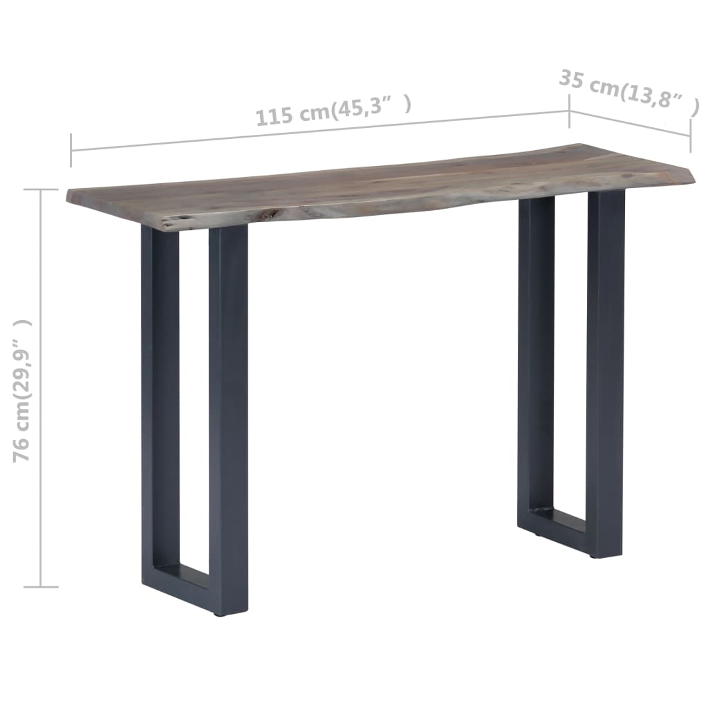 Wandtafel 115x35x76 cm massief acaciahout en ijzer grijs