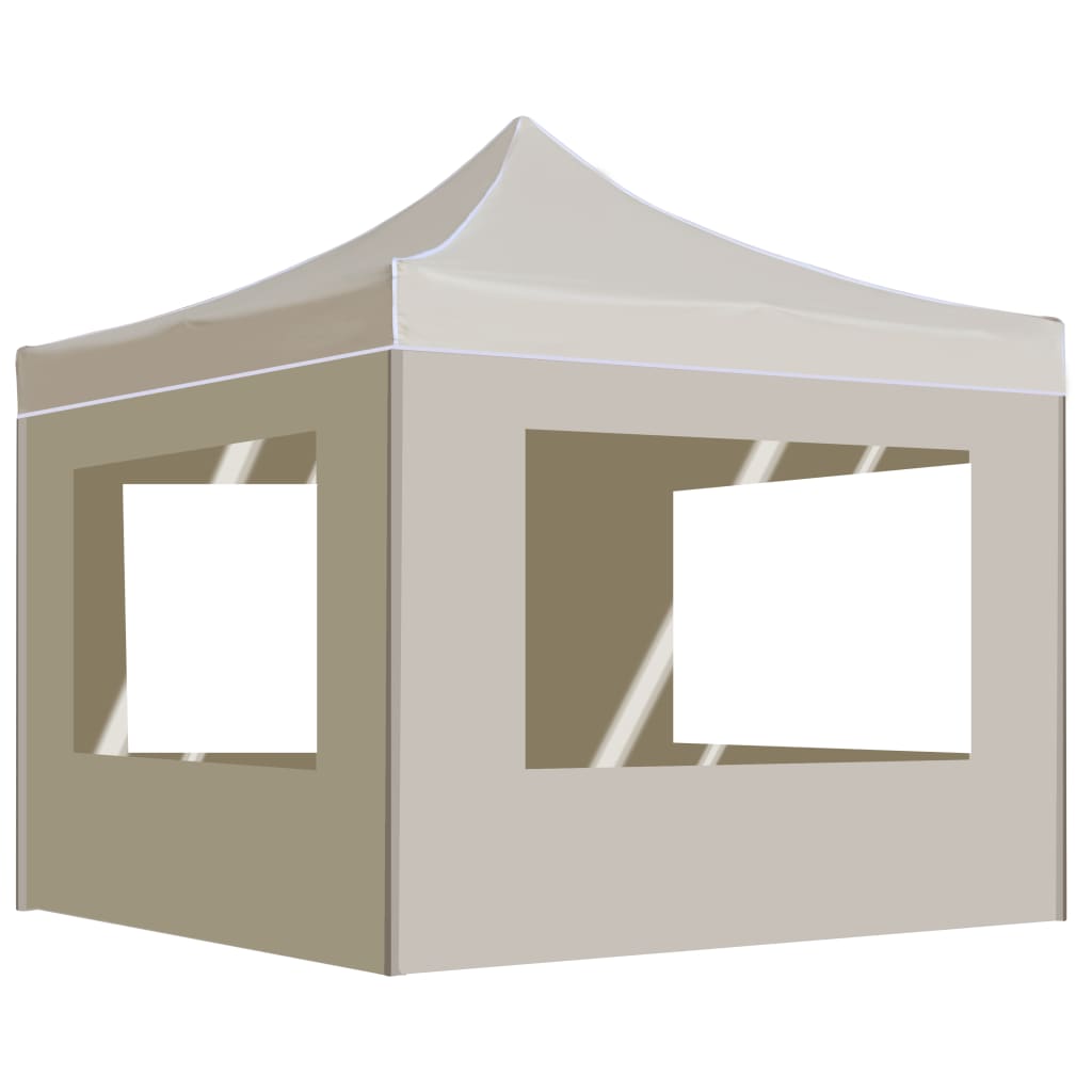 Partytent inklapbaar met wanden 3x3 m aluminium crème