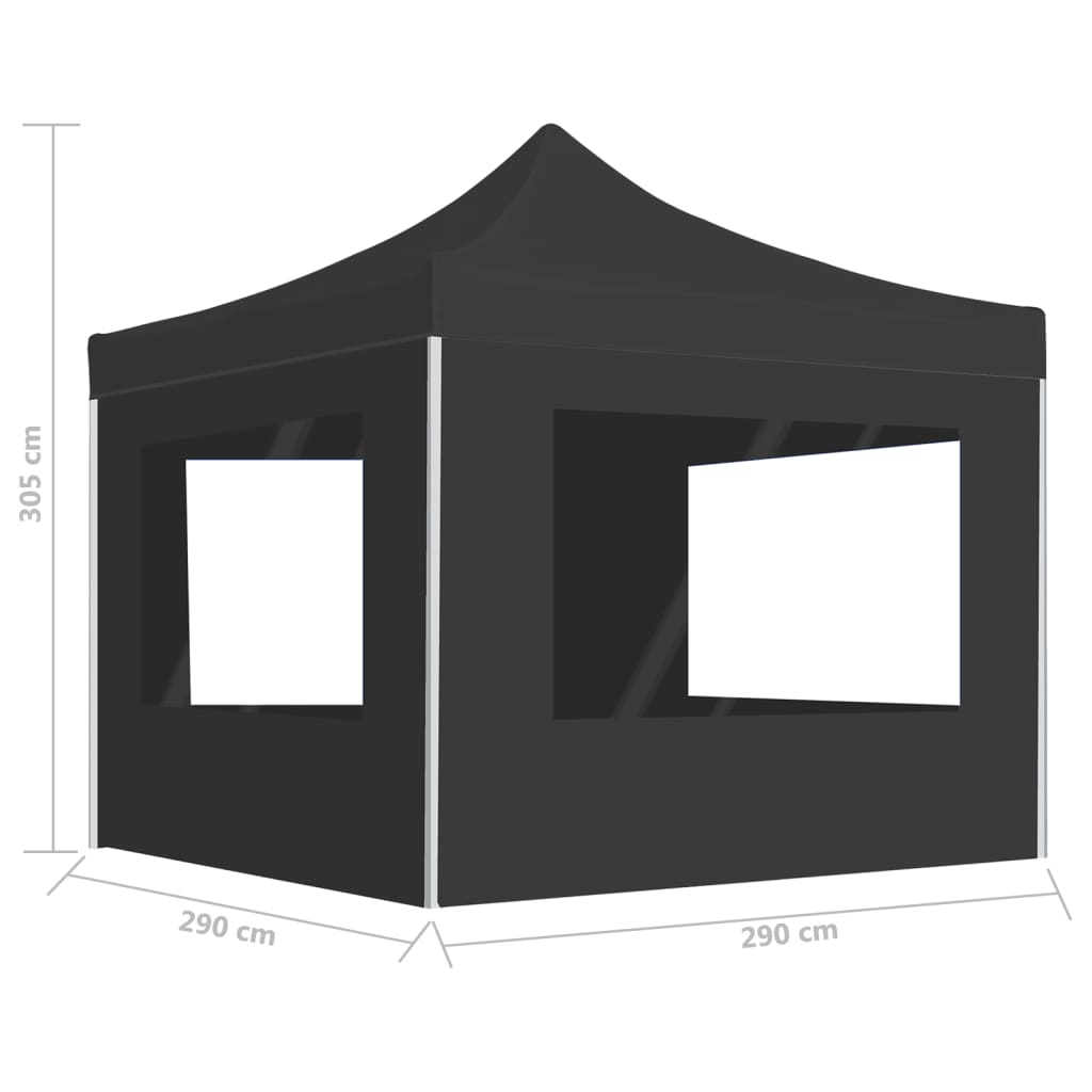 Partytent inklapbaar met wanden 3x3 m aluminium antraciet