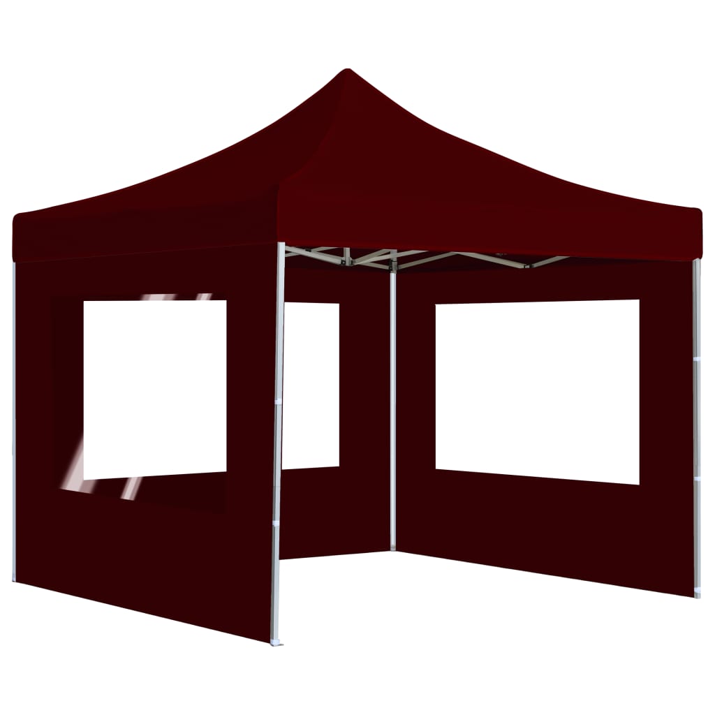 Partytent inklapbaar met wanden 3x3 m aluminium wijnrood