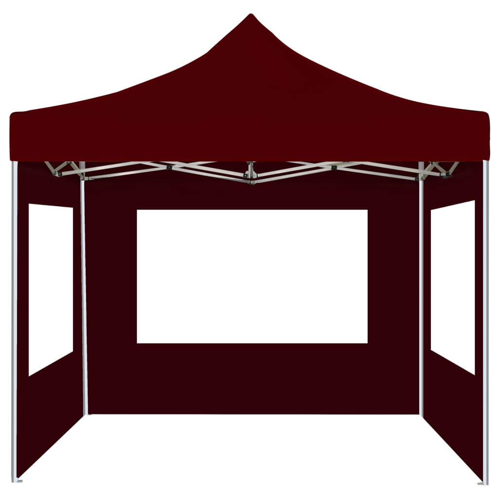 Partytent inklapbaar met wanden 3x3 m aluminium wijnrood