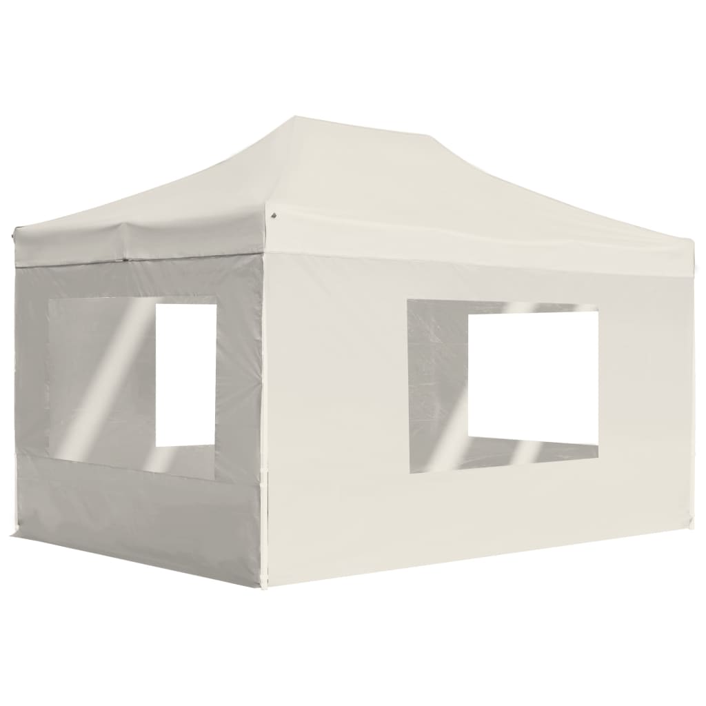 Partytent inklapbaar met wanden 4,5x3 m aluminium crème