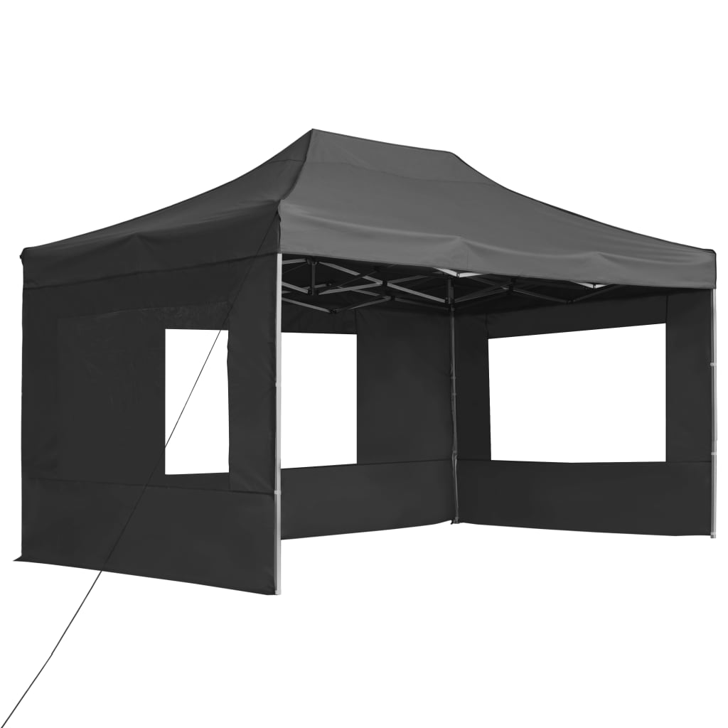 Partytent inklapbaar met wanden 4,5x3 m aluminium antraciet