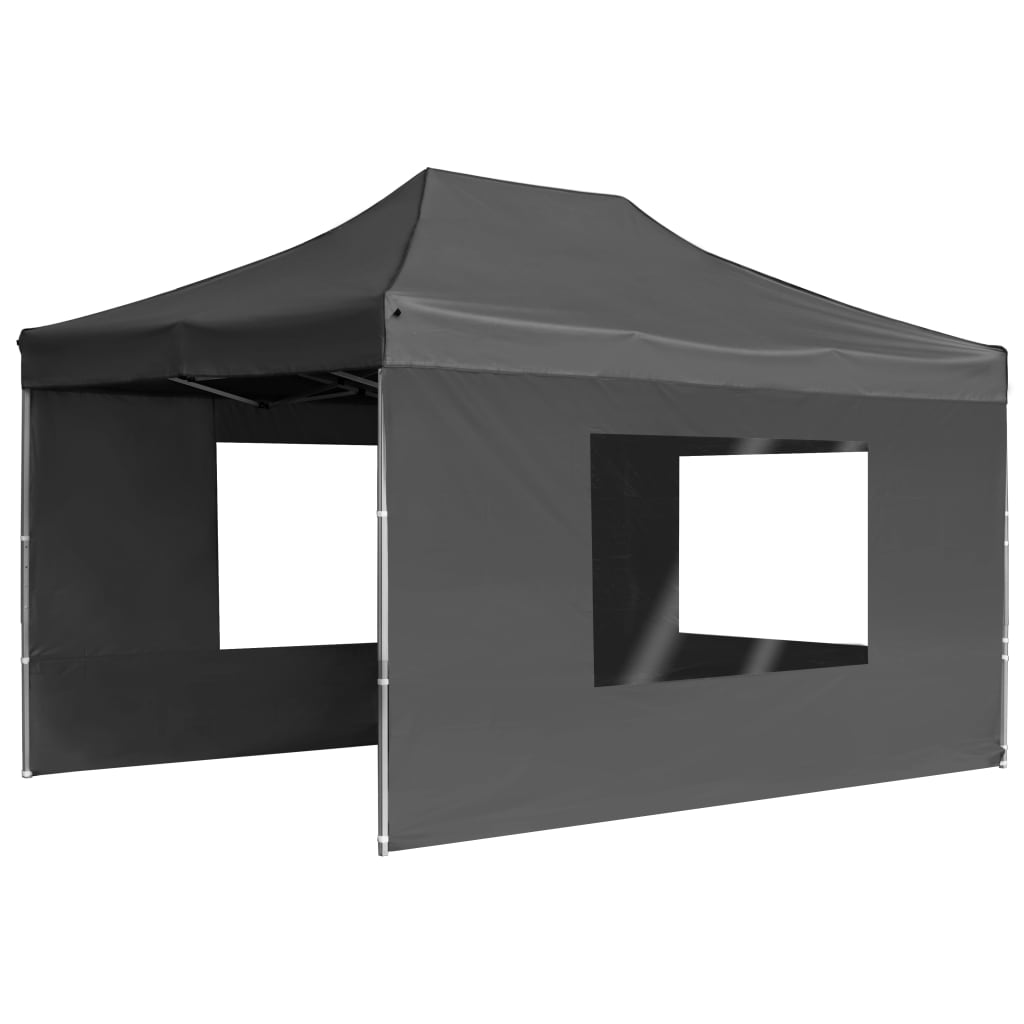 Partytent inklapbaar met wanden 4,5x3 m aluminium antraciet