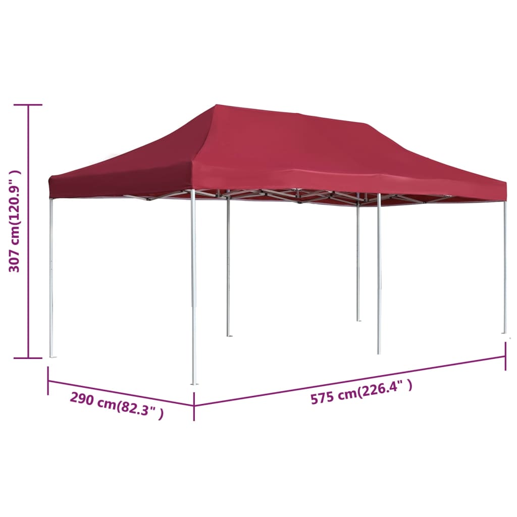 Partytent professioneel inklapbaar 6x3 m aluminium wijnrood