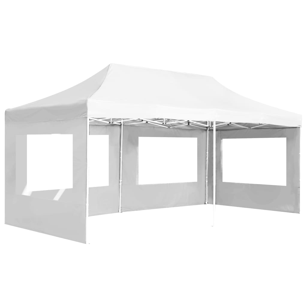 Partytent inklapbaar met wanden 6x3 m aluminium wit