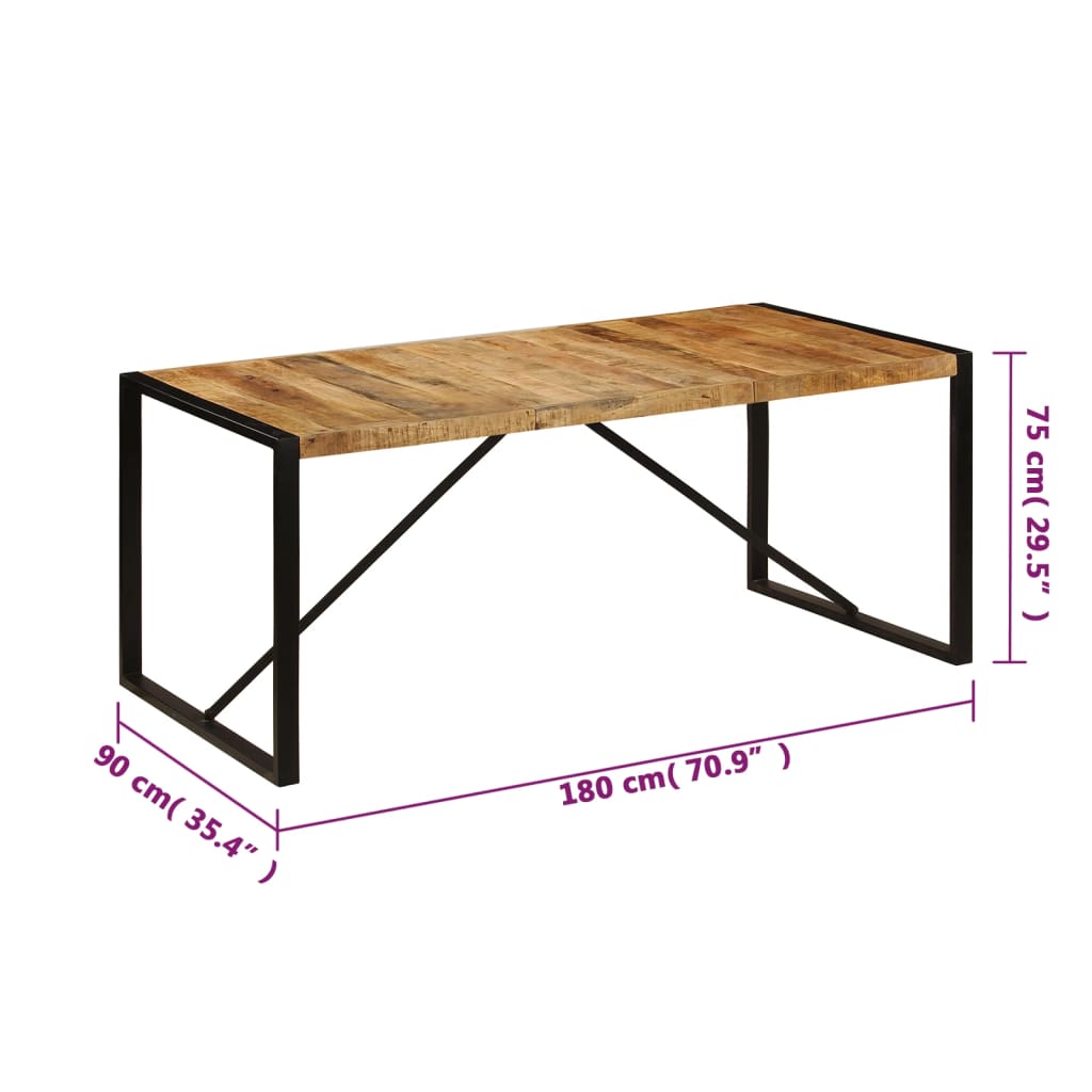 Eettafel 180X90X75 Cm Massief Mangohout 180 x 90 x 75 cm Zwart