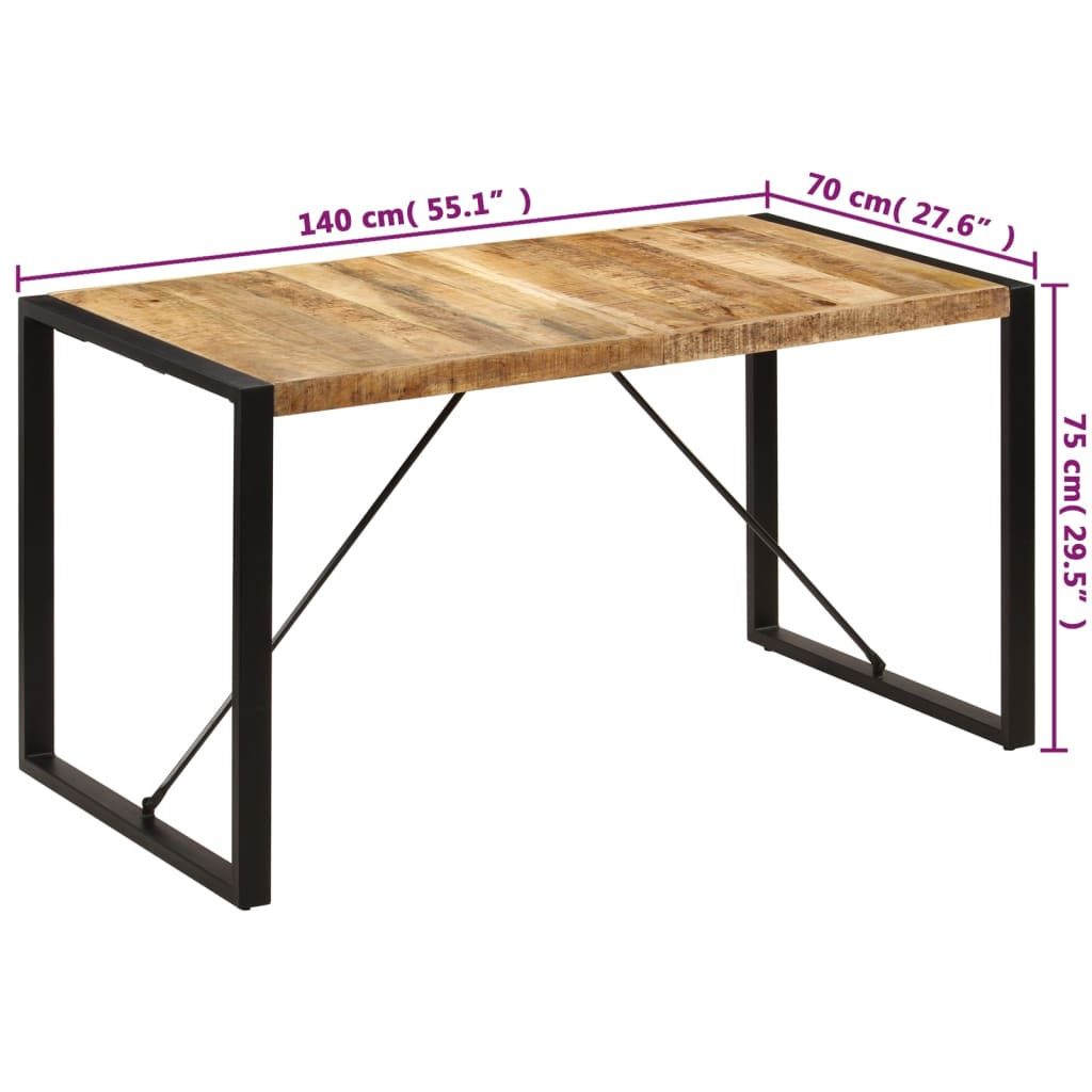 Eettafel 140x70x75 cm massief mangohout