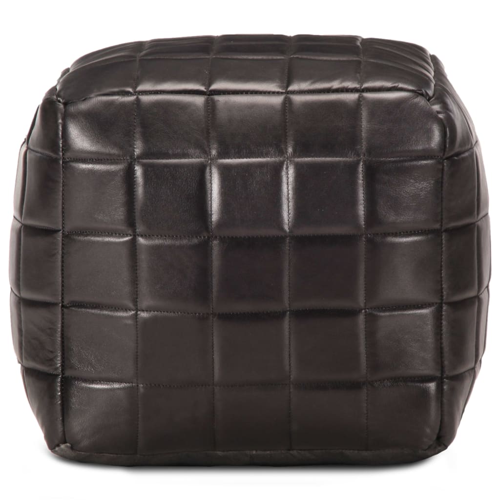 Poef 40x40x40 cm echt geitenleer zwart