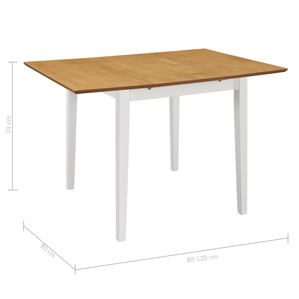 Eettafel verlengbaar (80-120)x80x74 cm MDF wit