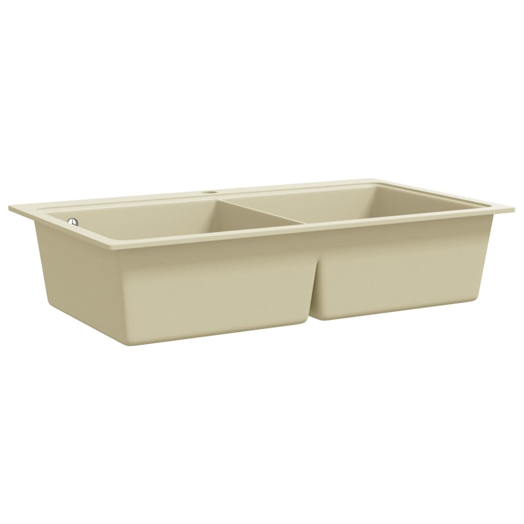 Gootsteen dubbele bakken graniet beige