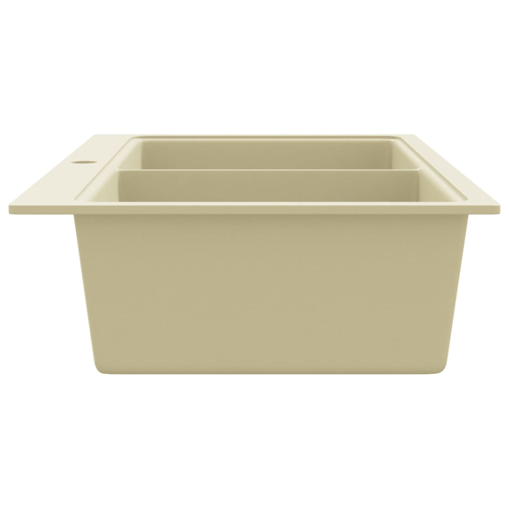 Gootsteen dubbele bakken graniet beige