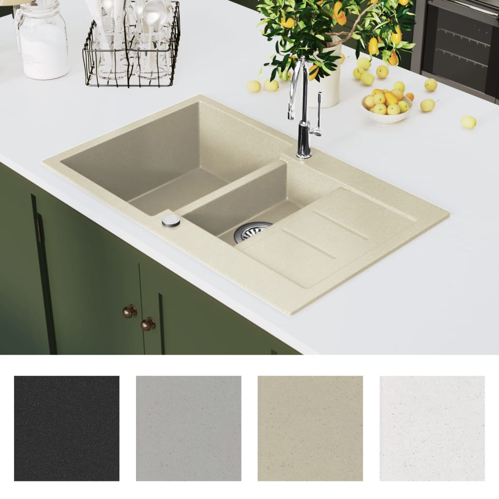 Gootsteen dubbele bakken graniet beige