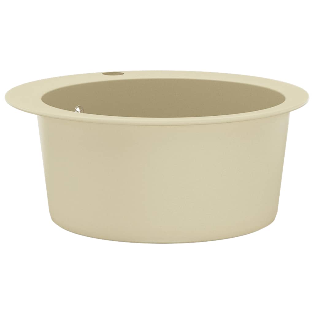 Gootsteen enkele bak rond graniet beige