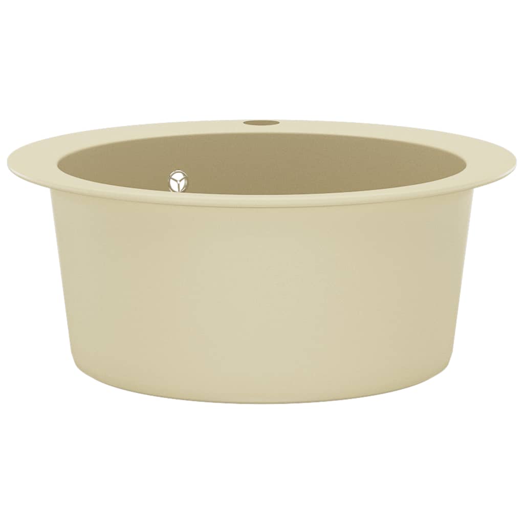 Gootsteen enkele bak rond graniet beige