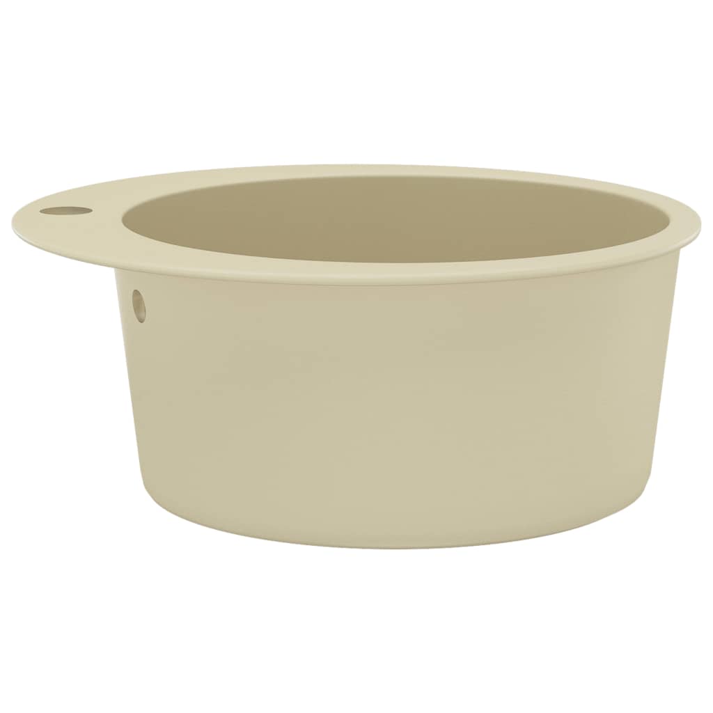 Gootsteen enkele bak rond graniet beige