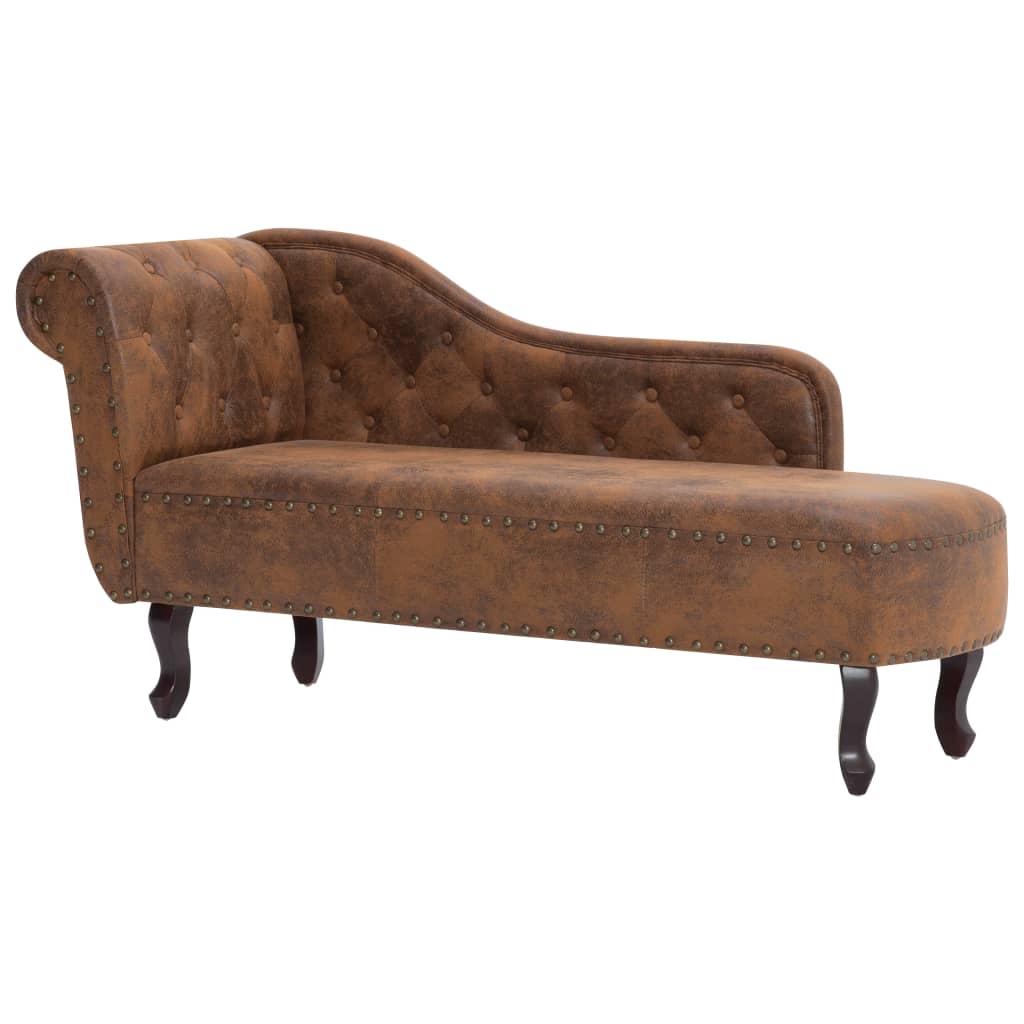 Chaise Longue Kunstsuède Bruin 1