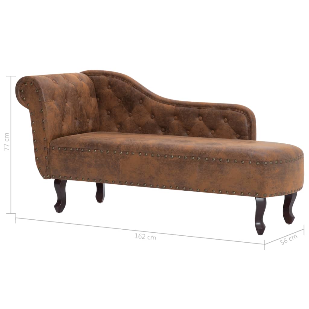 Chaise Longue Kunstsuède Bruin 1