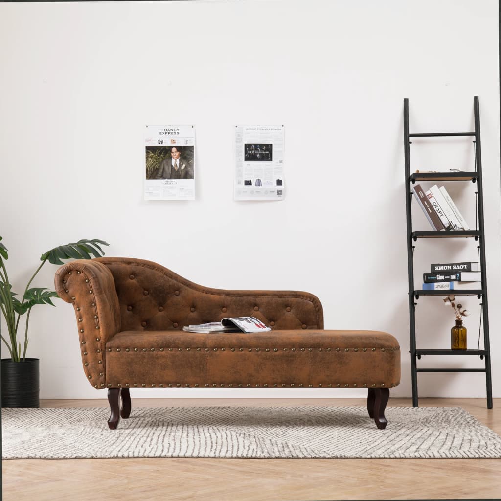 Chaise Longue Kunstsuède Bruin 1