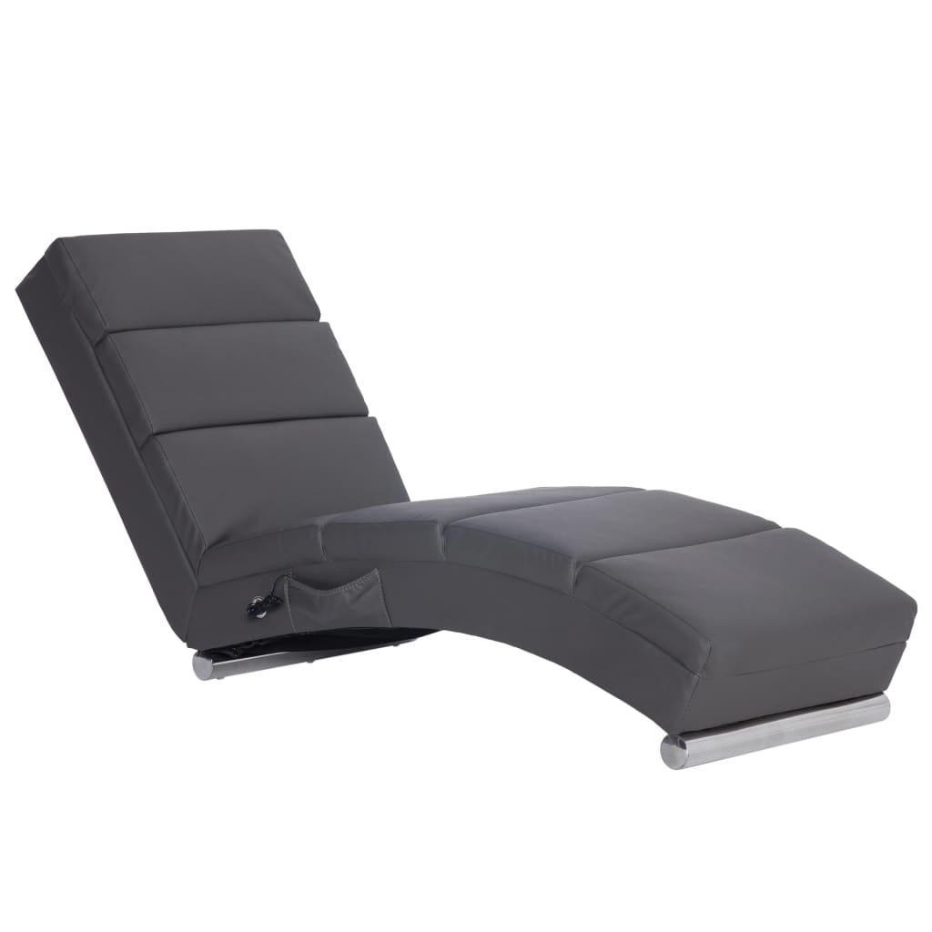 Massage chaise longue kunstleer grijs