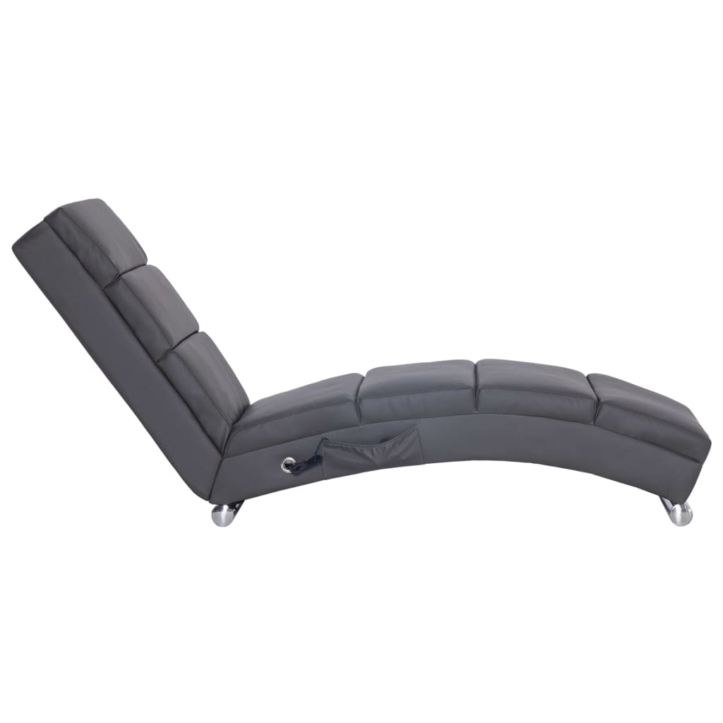 Massage chaise longue kunstleer grijs