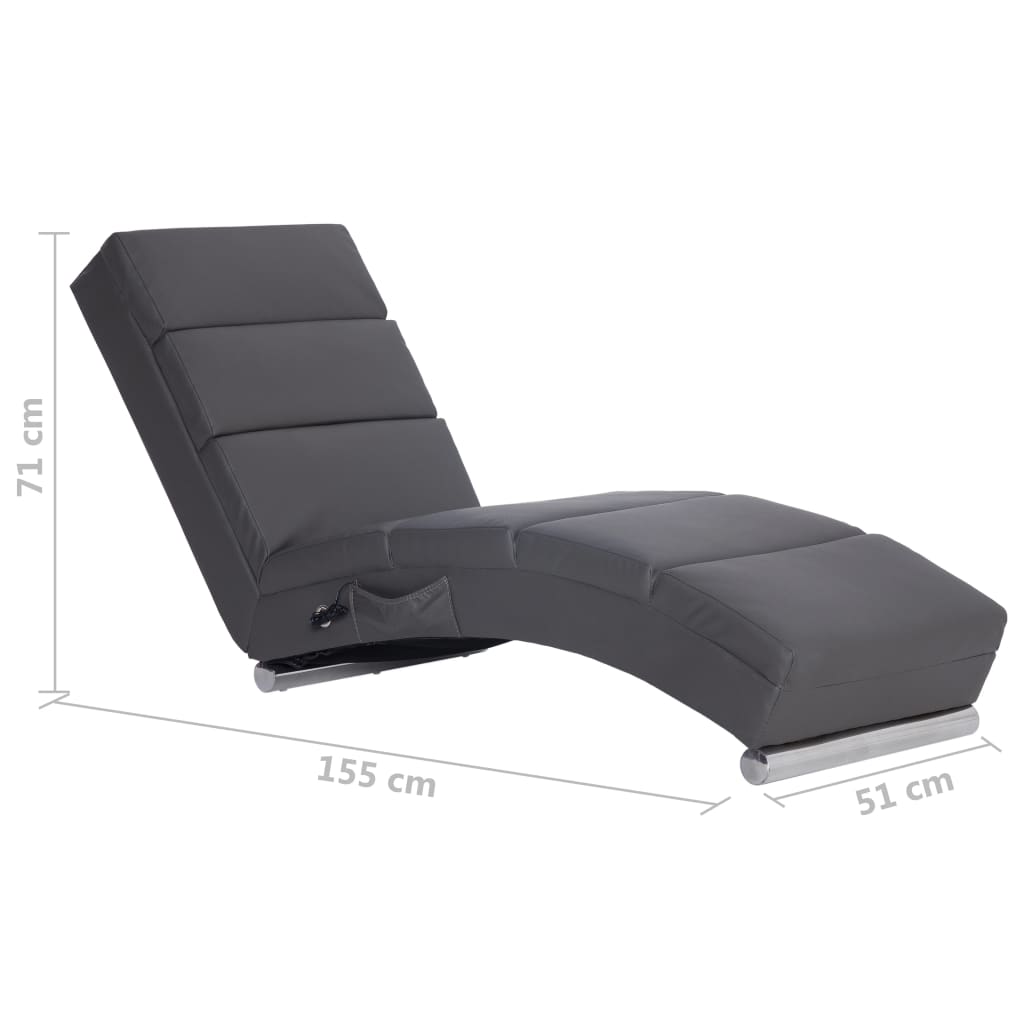 Massage chaise longue kunstleer grijs