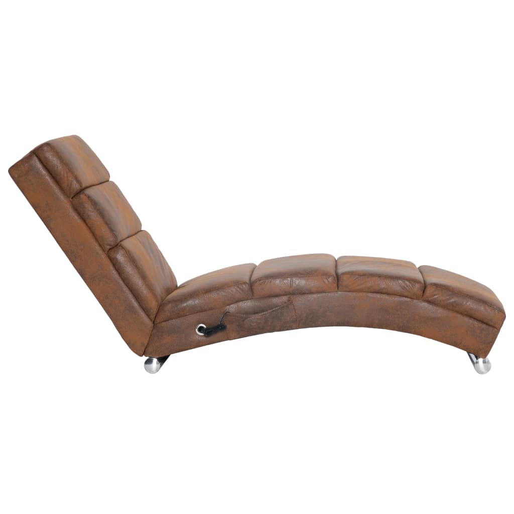 Massage chaise longue kunstsuède bruin