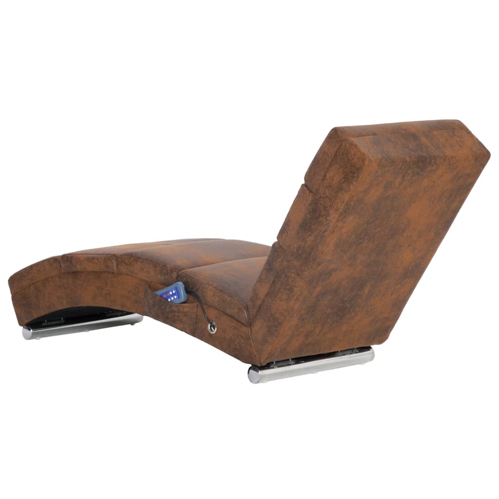 Massage chaise longue kunstsuède bruin