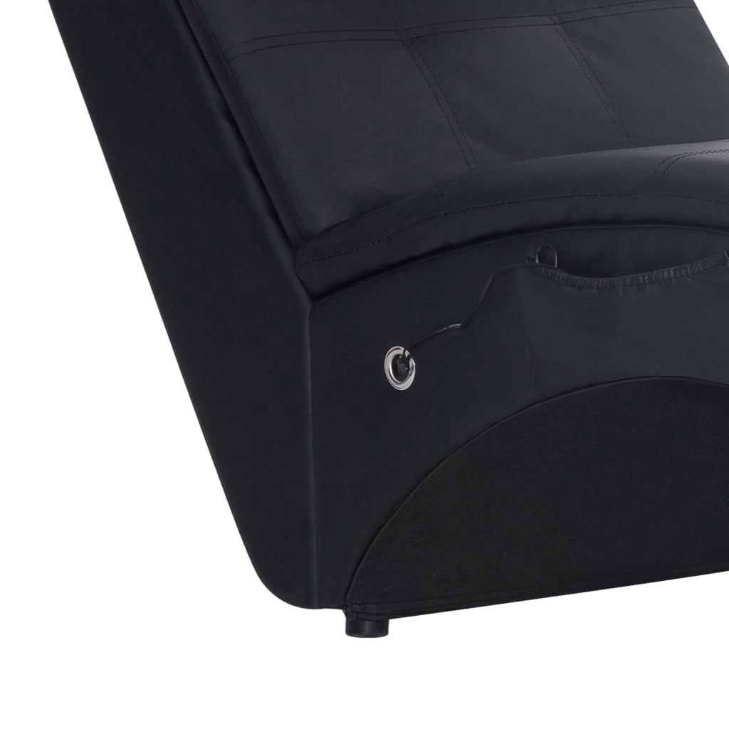 Massage chaise longue met kussen kunstleer zwart