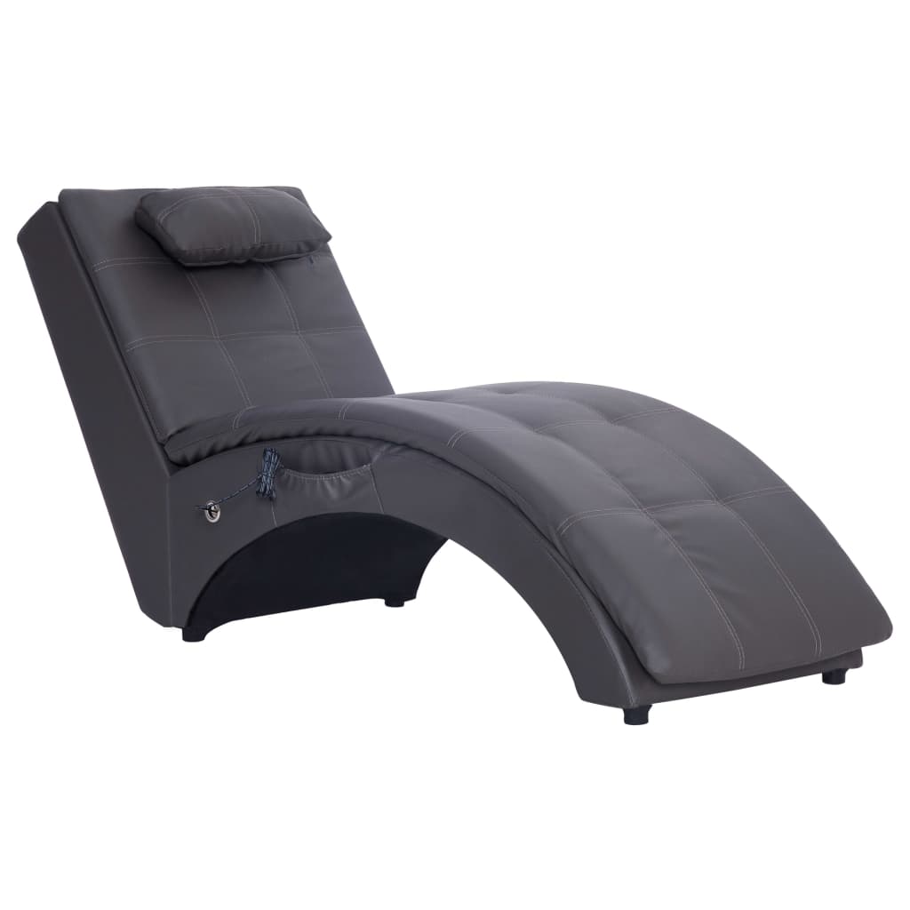 Massage Chaise Longue Met Kussen Kunstleer 1 Grijs