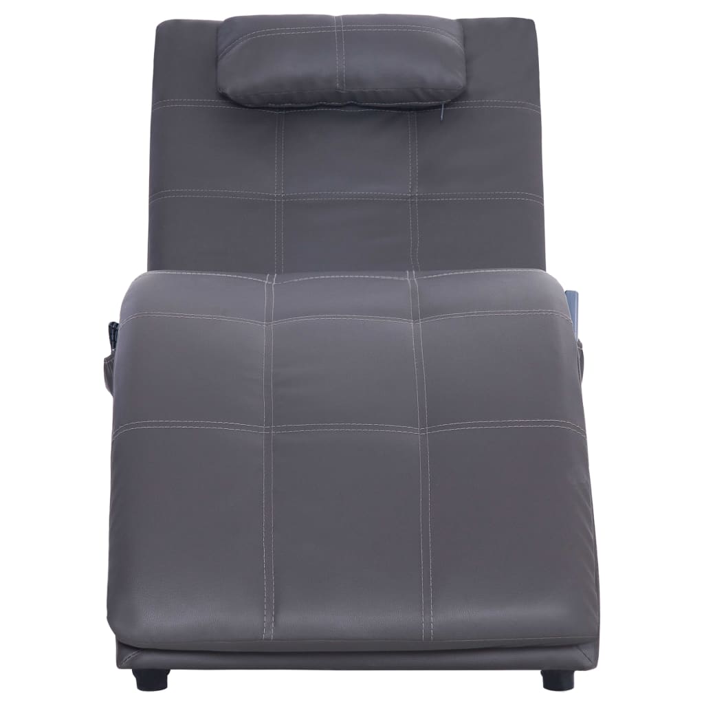 Massage Chaise Longue Met Kussen Kunstleer 1 Grijs