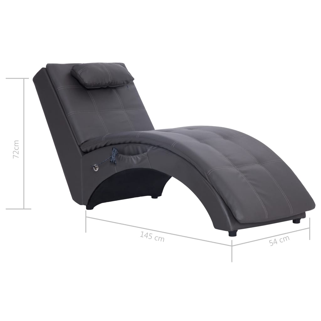 Massage Chaise Longue Met Kussen Kunstleer 1 Grijs