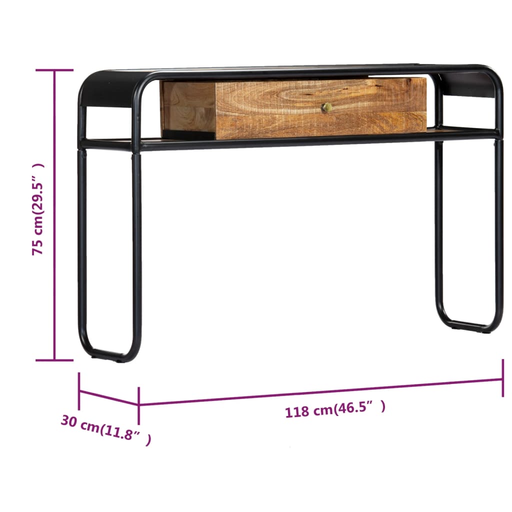 Wandtafel 118x30x75 cm massief mangohout