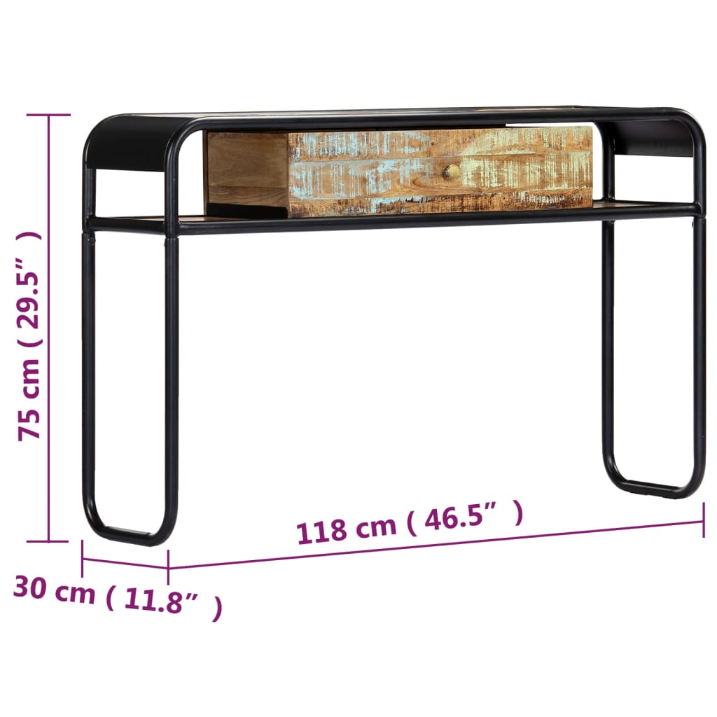 Wandtafel 118x30x75 cm massief gerecycled hout