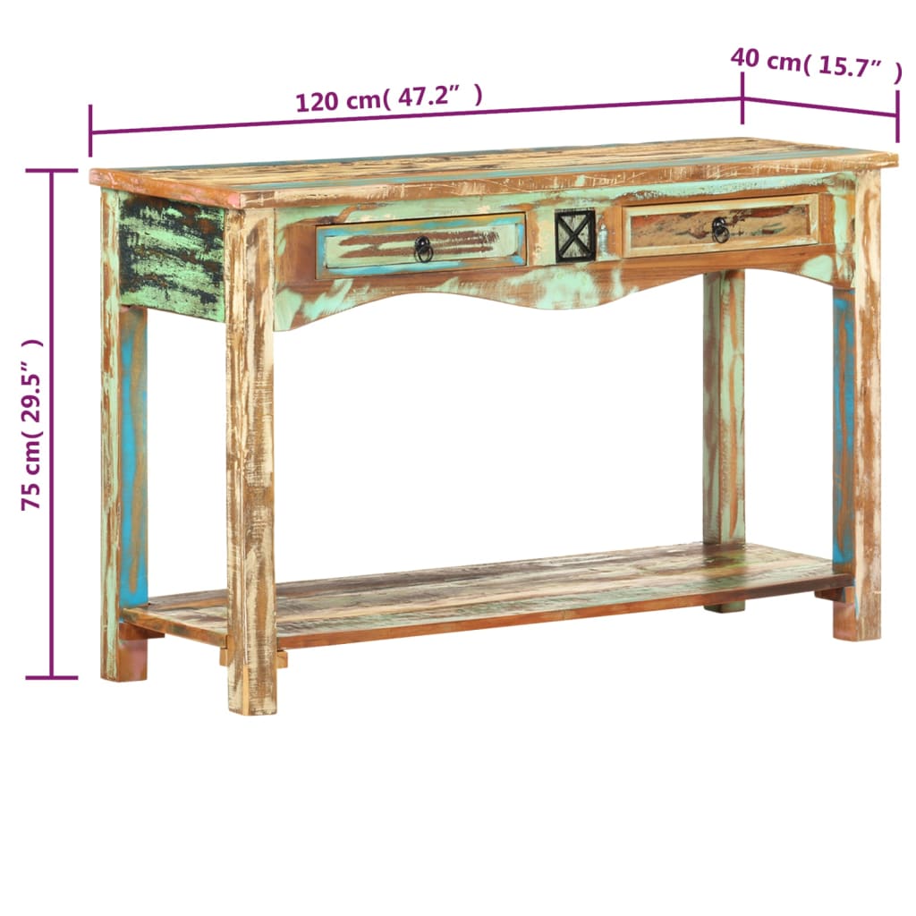 Wandtafel 120x40x75 cm massief gerecycled hout