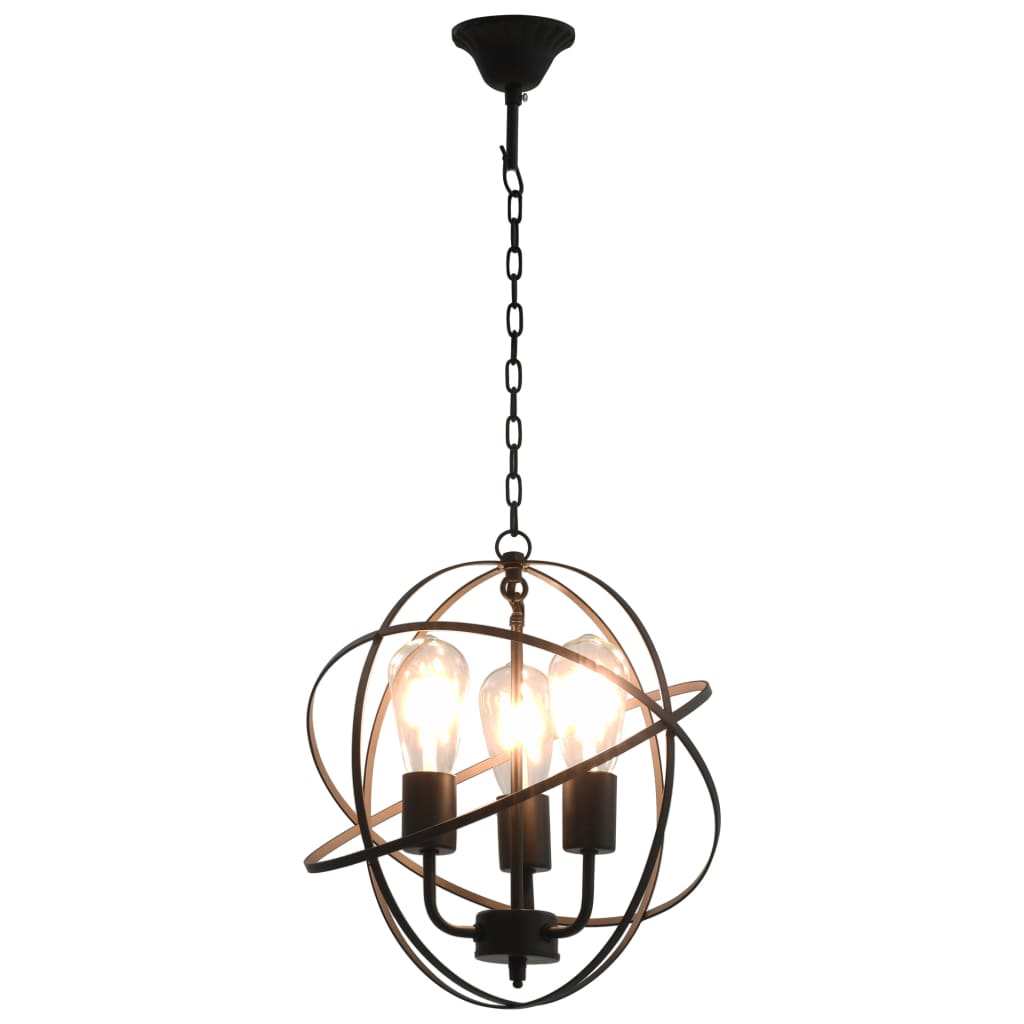 Hanglamp rond 3xE27 zwart