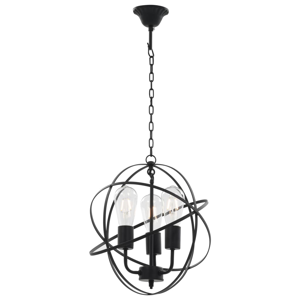 Hanglamp rond 3xE27 zwart