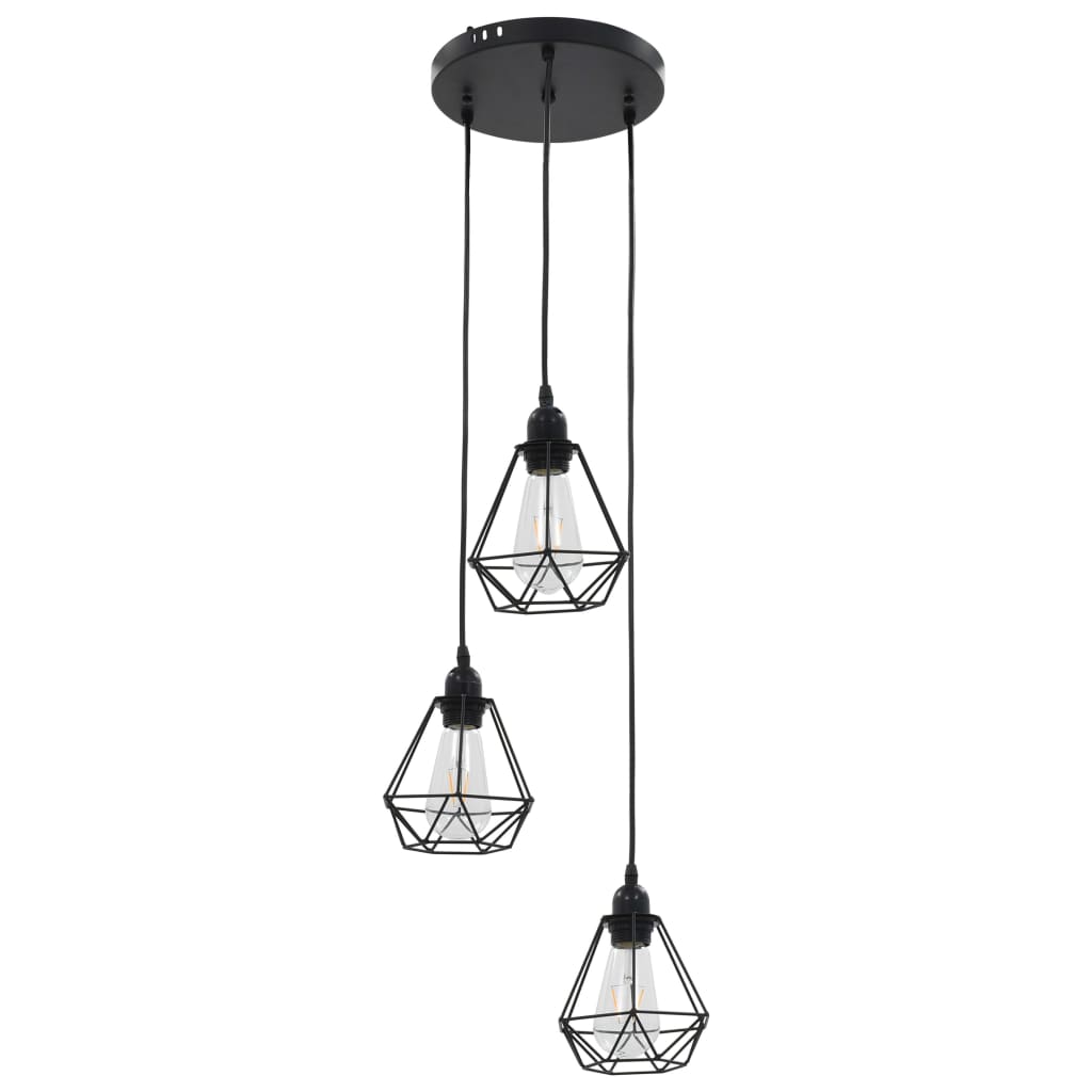 Plafondlamp Met Diamantvorm 3Xe27 Zwart