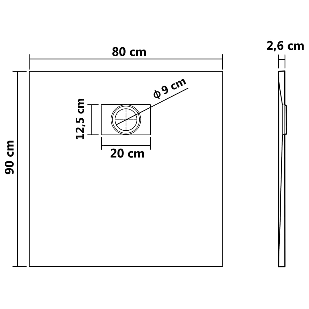 Douchebak 90X80 Cm Smc Wit 90 x 80 cm