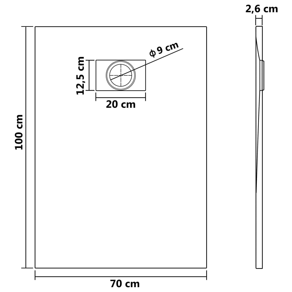 Douchebak 100x70 cm SMC wit