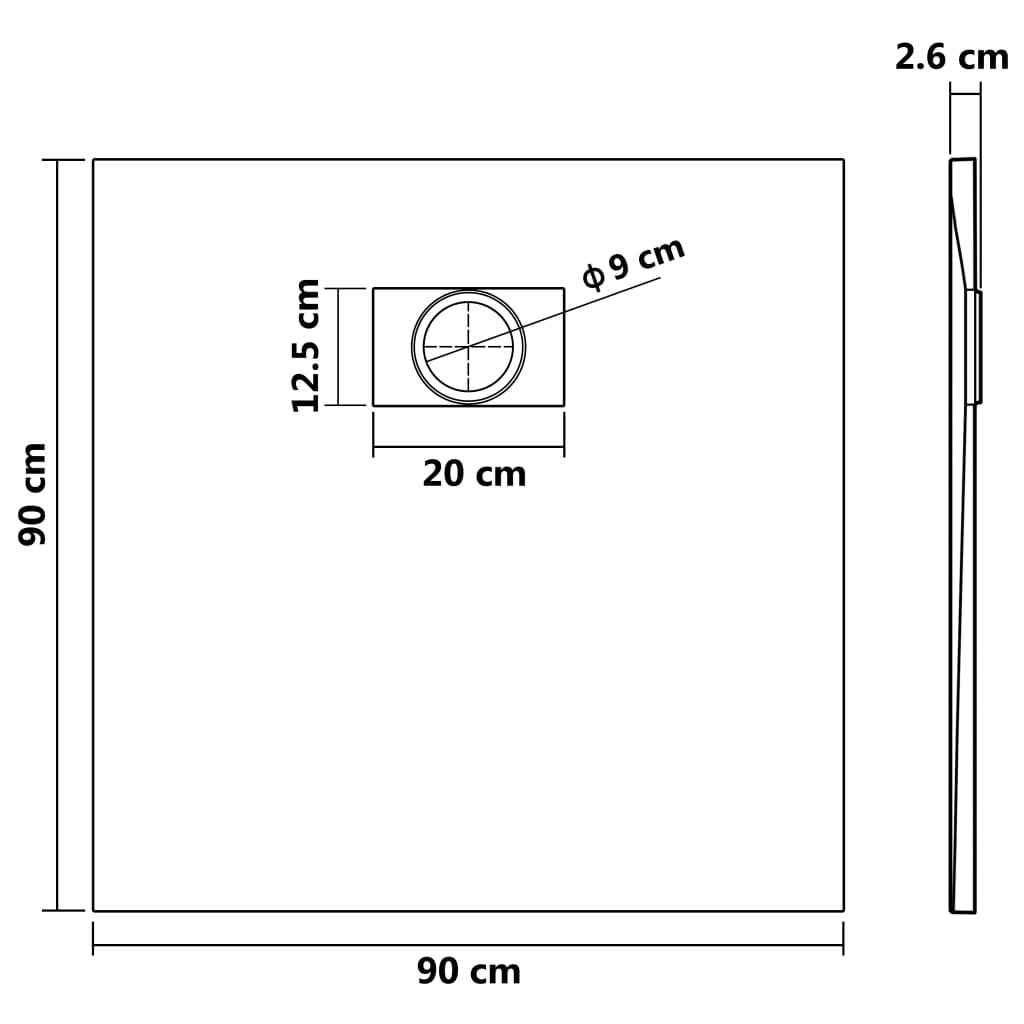 Douchebak 90X90 Cm Smc Zwart 90 x 90 cm