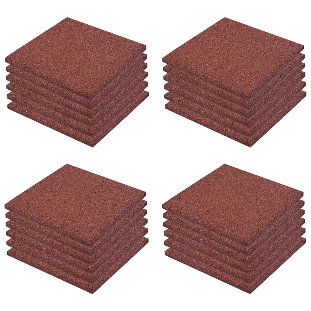 Valtegels 24 st 50x50x3 cm rubber rood