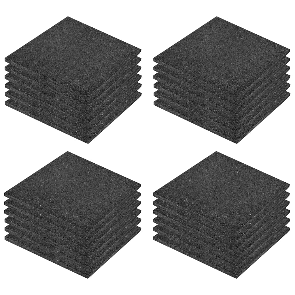 Valtegels 24 st 50x50x3 cm rubber zwart