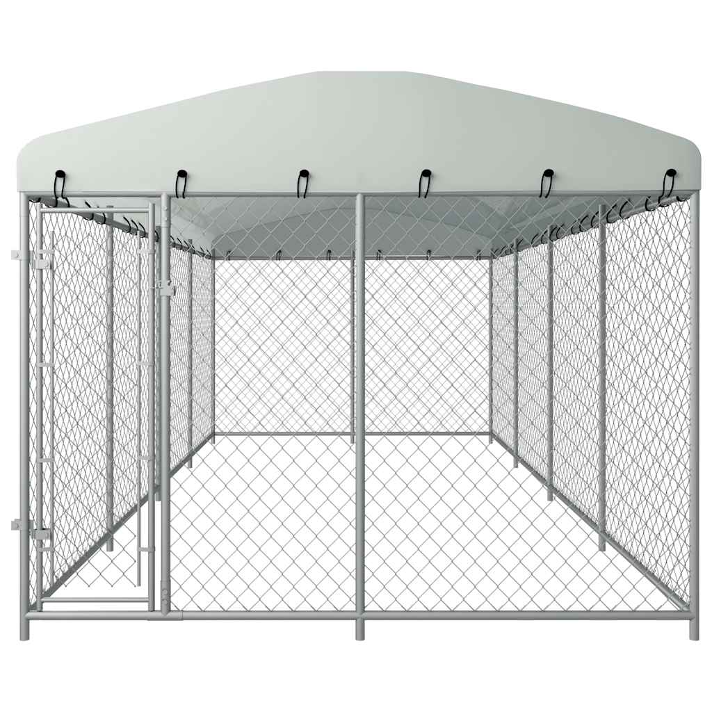 Hondenkennel voor buiten met dak 7,6x3,8x2,3 m