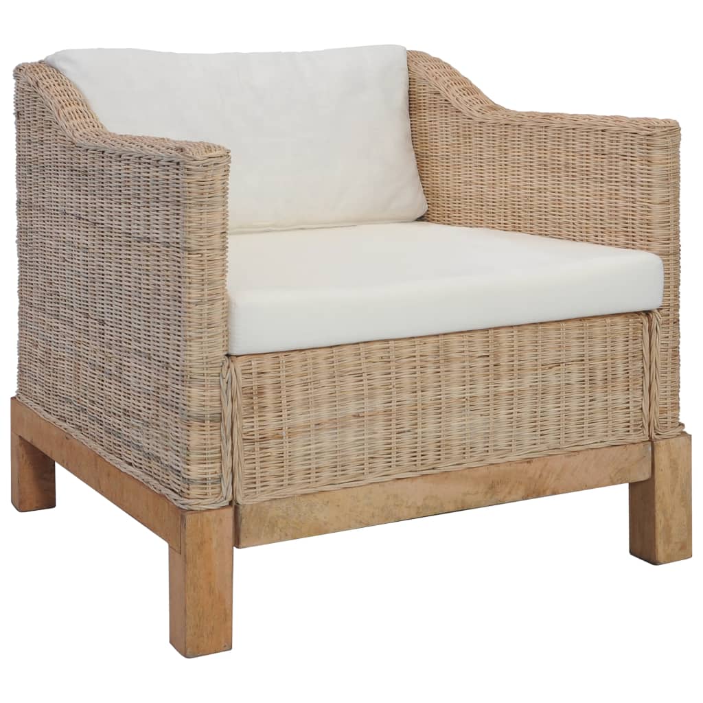 Fauteuil Met Kussens Natuurlijk Rattan