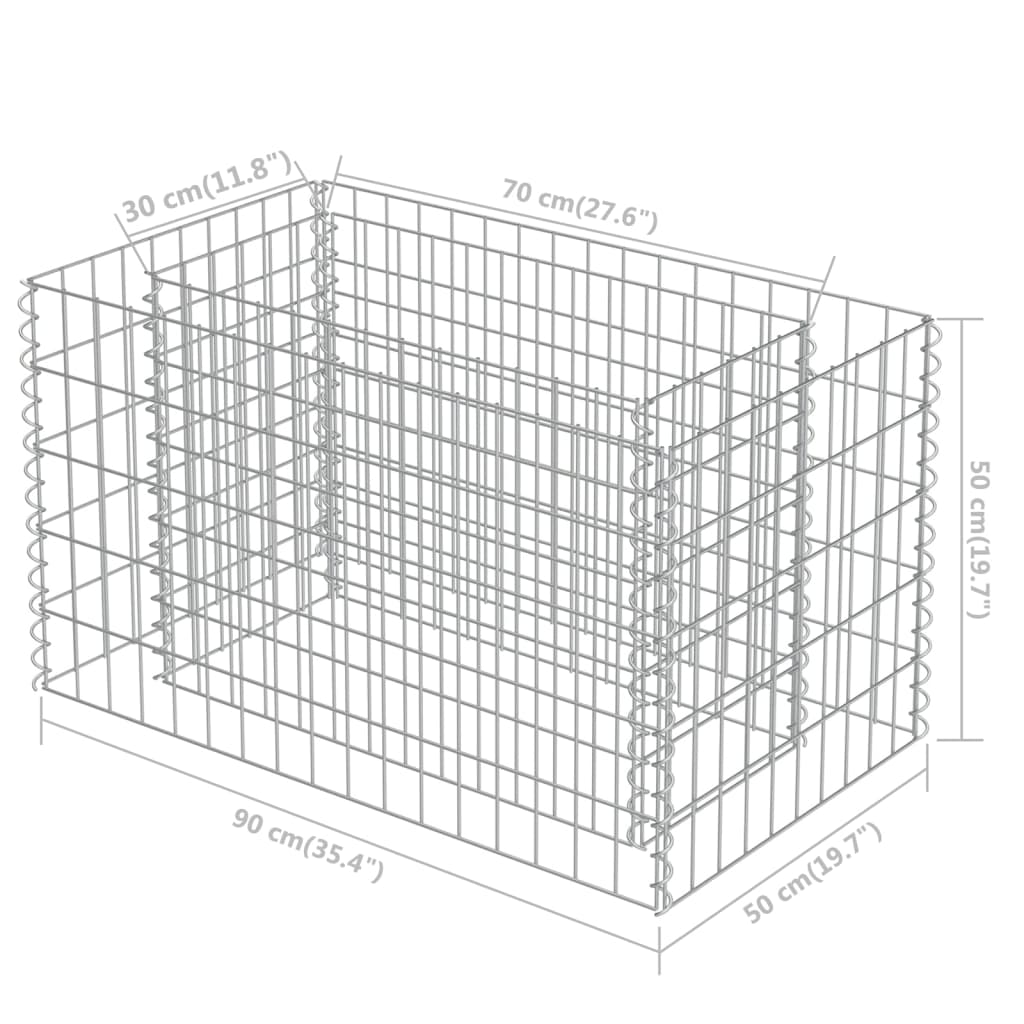 Gabion Plantenbak Verhoogd Gegalvaniseerd Staal 90 x 50 x 50 cm