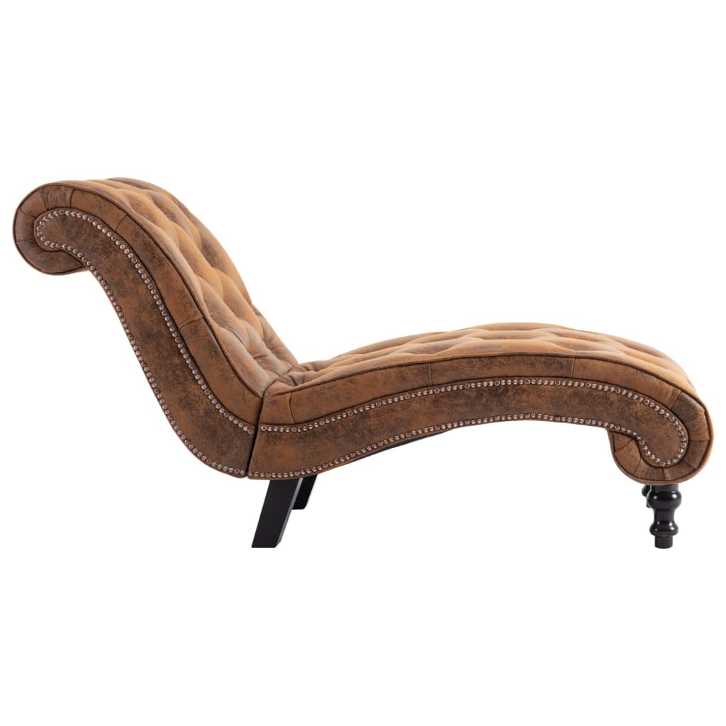 Chaise longue kunstsuède bruin