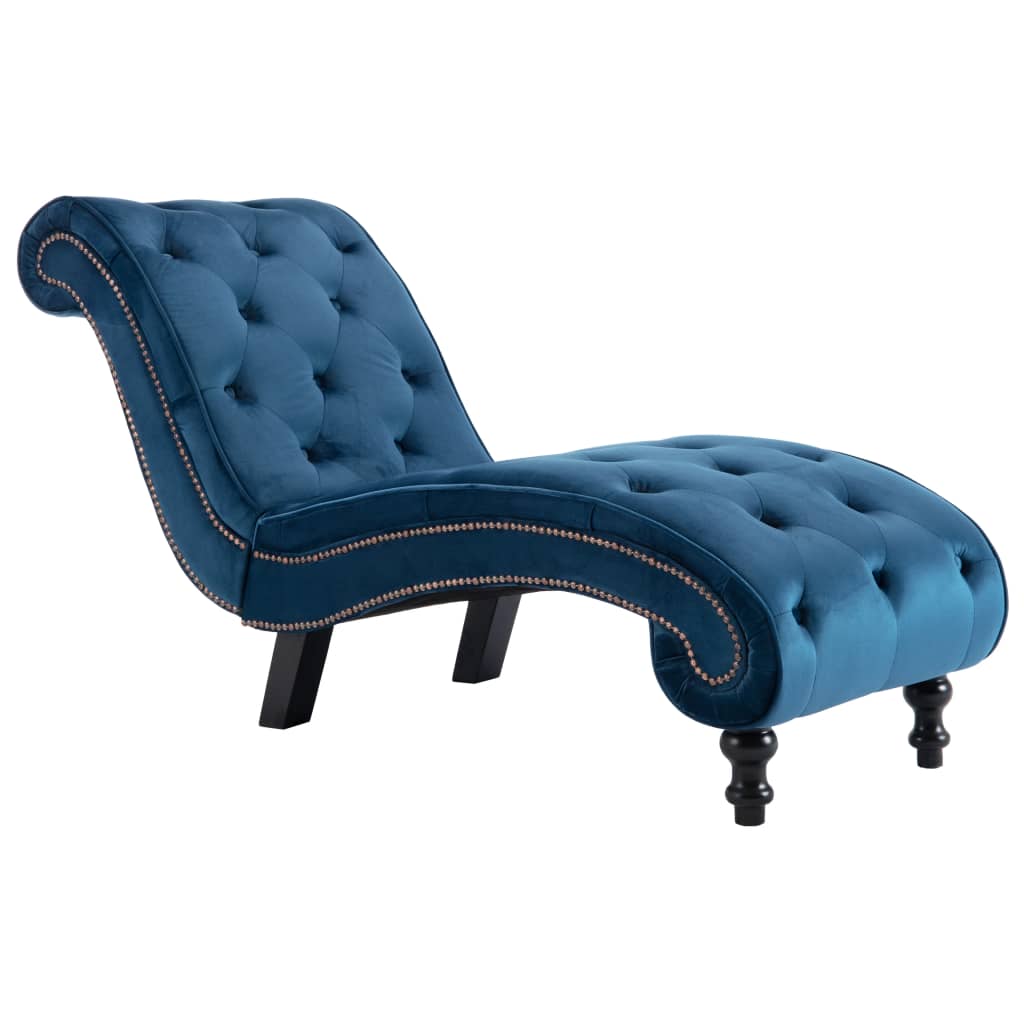 Chaise Longue Fluweel Blauw