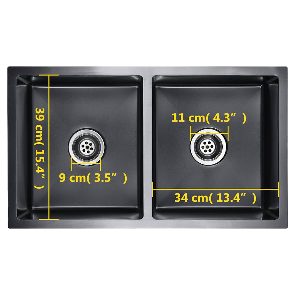 Gootsteen handgemaakt roestvrij staal zwart