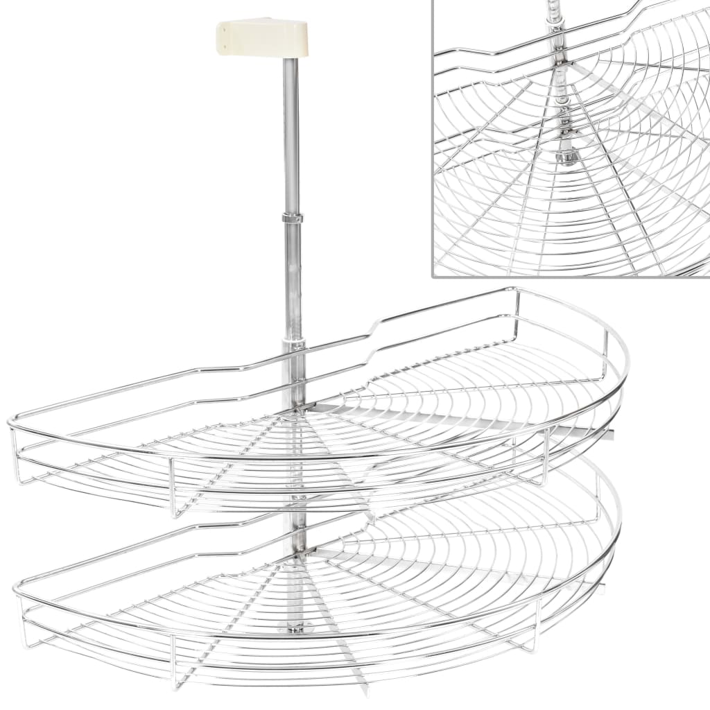 Draadmand keuken 2-laags 180 graden 85x44x80 cm zilverkleurig